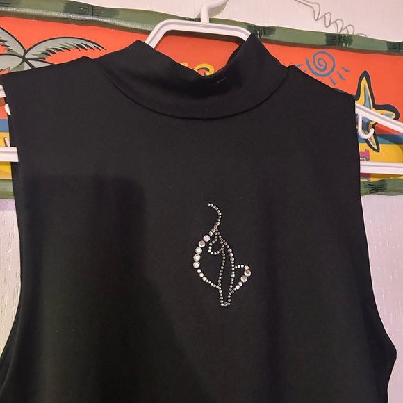 Baby Phat Black Sleeveless Bodysuit with Rhinestone Detail - Picture 5 of 6